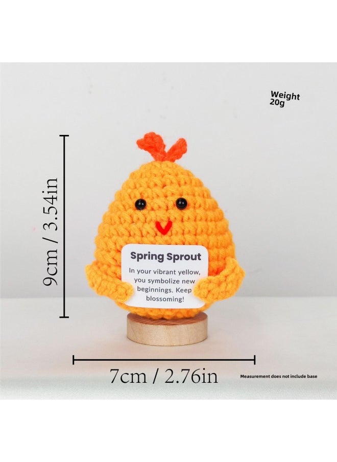 Explosions Eagle Holding Card Series Positive Energy Pure Hand-crocheted Finished Products Creative Decompression Wool Doll-Color:[finished Product] Easter Orange Chick-Height:1