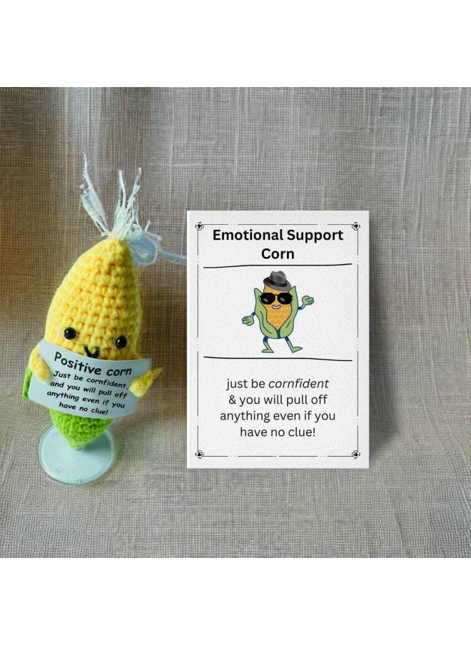 Explosions Football Crocheted Emotional Doll Positive Energy Pure Handmade Cute Cardage Doll Series Gifts-Color:[finished Product] Corn And Cards