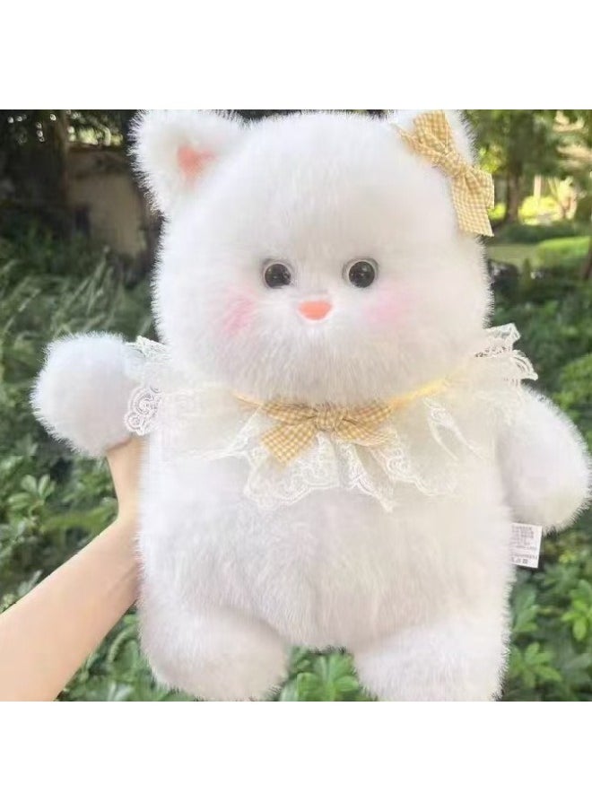 Meow It Elder Sister Plush Toy Doll Doll Meow It Cub Cute Soft Adorable Cat Gift Girl Birthday Gift Rag Doll-Color:White Cat + Blue Bow Tie-Height:33cm