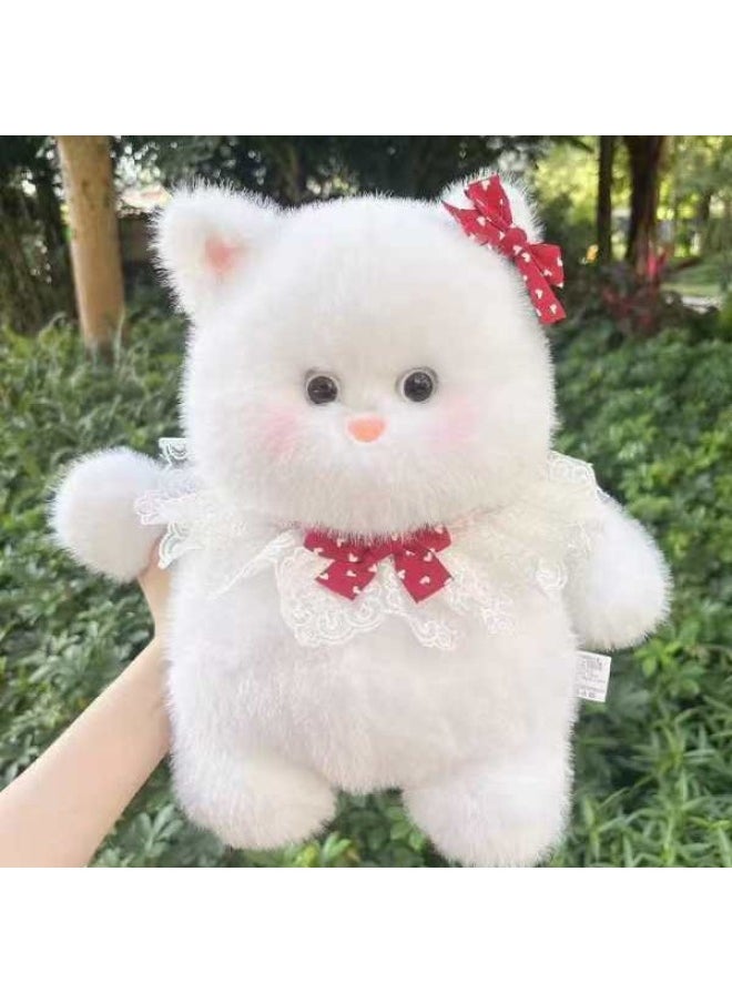 Meow It Elder Sister Plush Toy Doll Doll Meow It Cub Cute Soft Adorable Cat Gift Girl Birthday Gift Rag Doll-Color:White Cat + Blue Bow Tie-Height:33cm