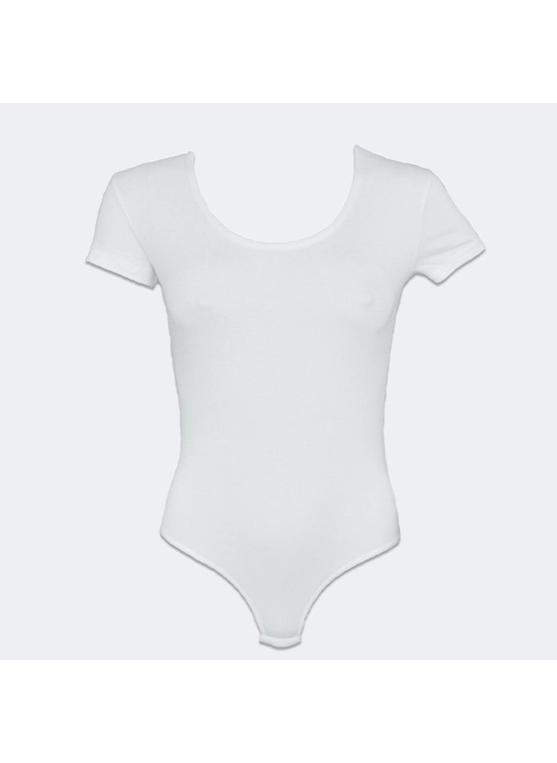 Women's Brown Short Sleeve Open Neck Hooked Modal Bodysuit 133