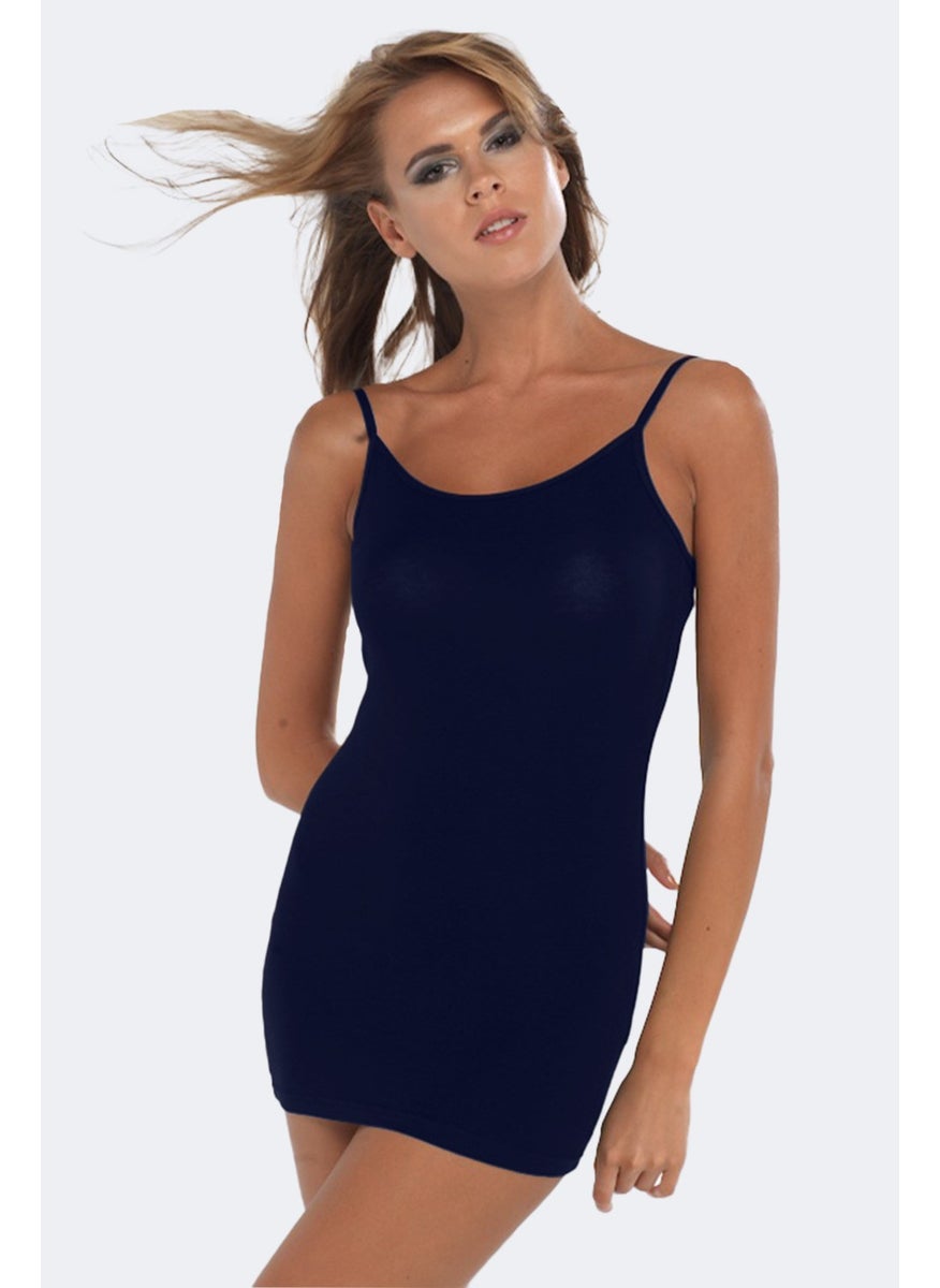 Women's Navy Blue Adjustable Rope Strap Long Modal Tank Top 144