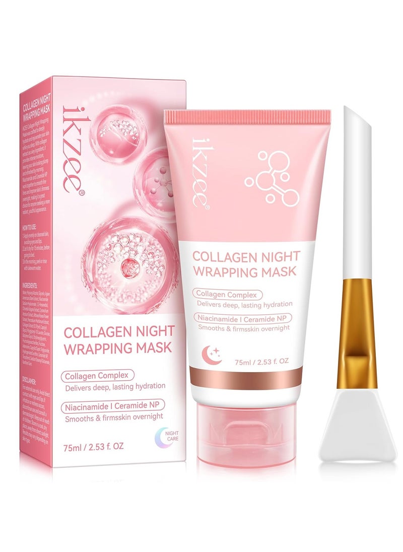 Collagen Night Wrapping Mask 75ml Deep Collagen Mask Overnight Collagen Face Mask Collagen Wrapping Mask Deep Nourishment Skin Overnight Face Mask Bio Collagen Face Serum Mask Collagen Night Wrapping Cream