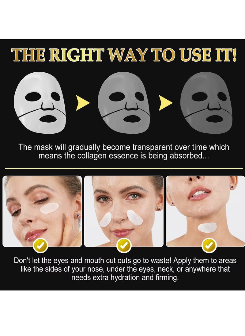 6Pcs Snail Mucin Glass Glow Hydrogel Face Masks Skincare Snail Mucin and Collagen Face Mask Deep Hydrating Firming Lifting Soothing for Women and Men Glass Skin Collagen Facial Mask Sheet