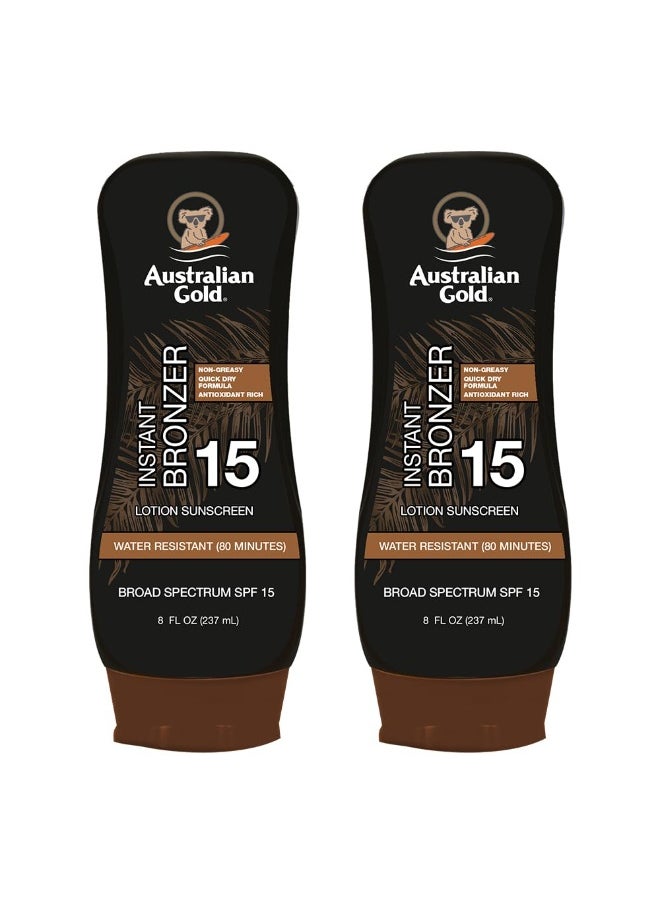 Australian Gold SPF 15 Lotion Bronzer, Twin Pack, 8 FL Oz (Pack of 2)