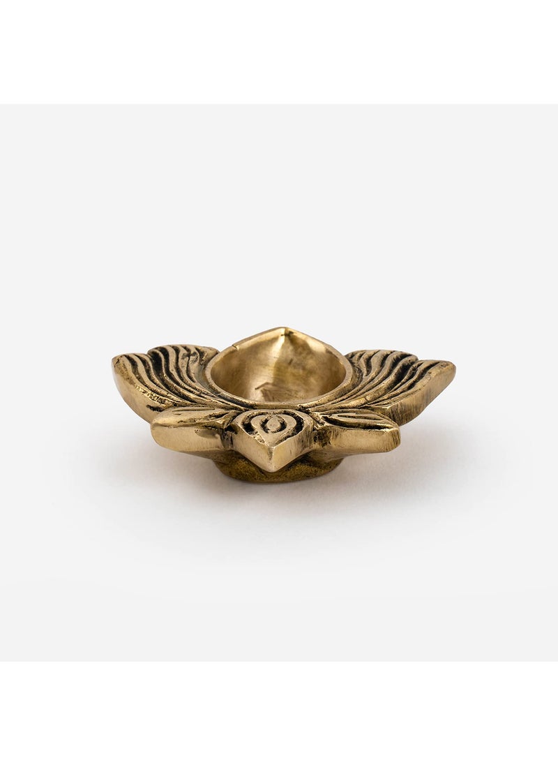 DecorTwist Brass Diya for Puja Lotus Diya with Gift Box in Gold Antique Finished Aarti Diya Deepak Deepam Oil Lamp for Pooja Room Home Temple Diwali Decoration Puja Articles Brass Decor Gift Items