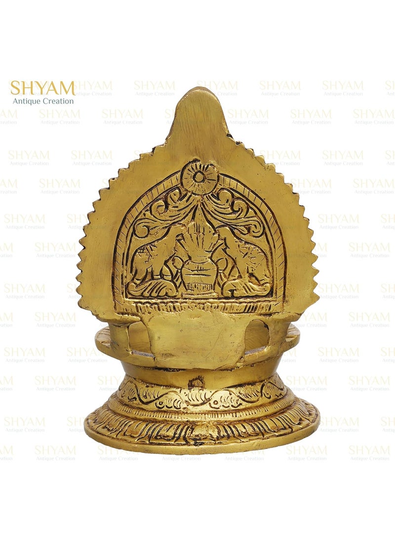 Shyam Antique Creation Brass Large Size Shanku Chakra Arti Diya Deepak for Temple Home Office Puja