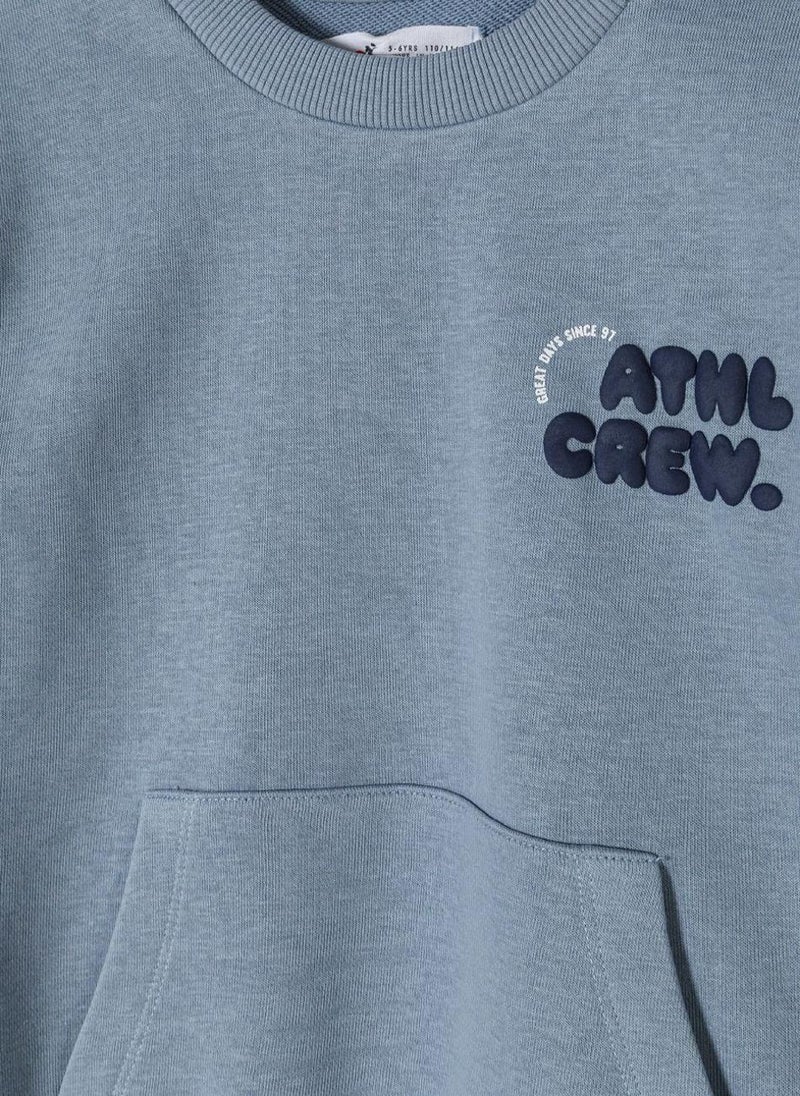 Kids Boys  Crew Neck Sweatshirt With Kangaroo Pocket