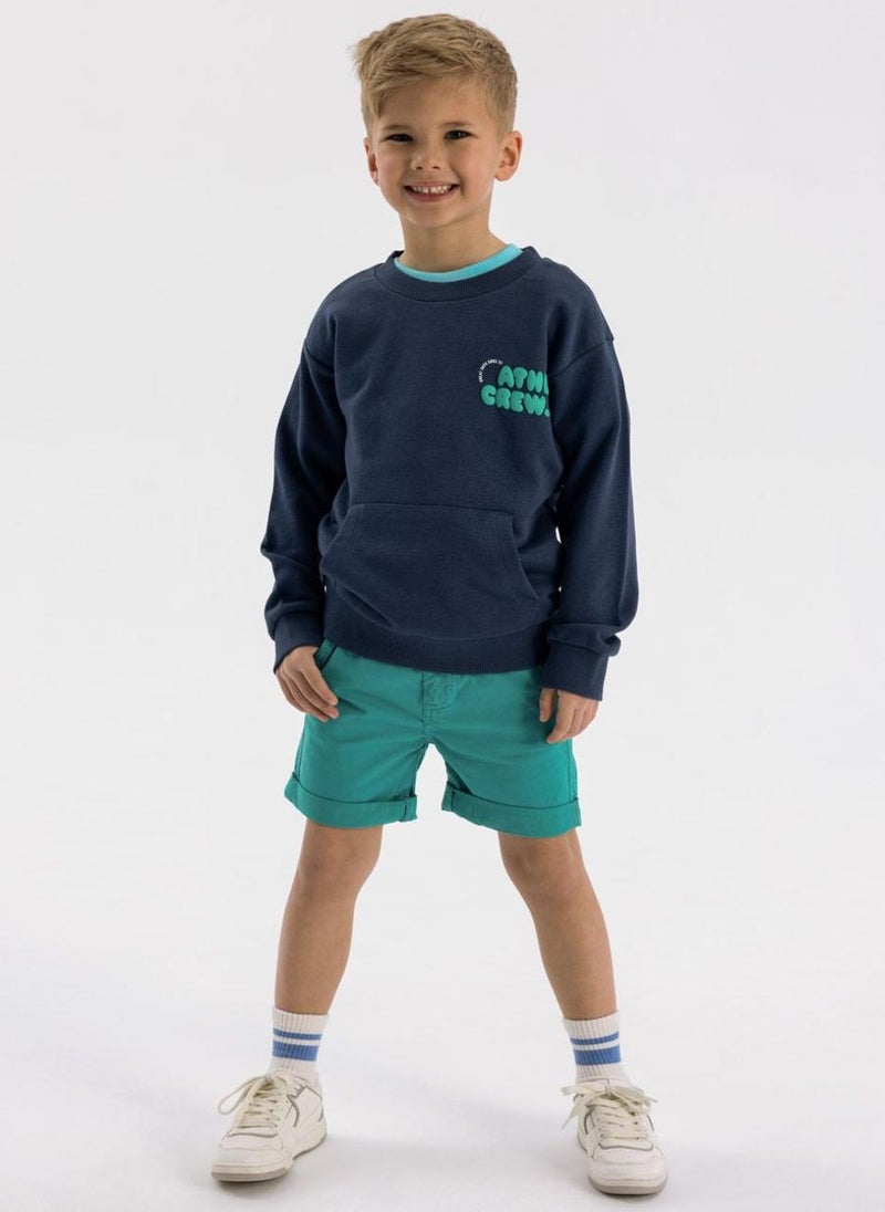 Kids Boys  Crew Neck Sweatshirt With Kangaroo Pocket