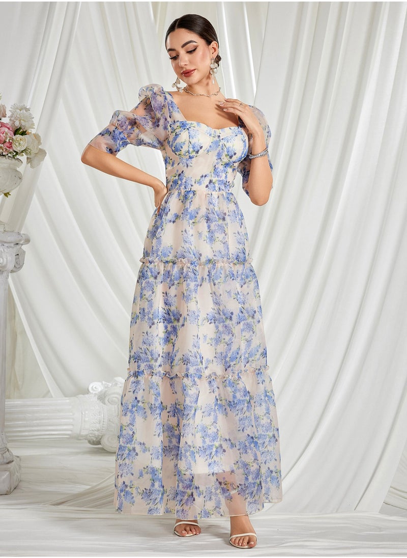 Elegant Long Evening Dress in Organza