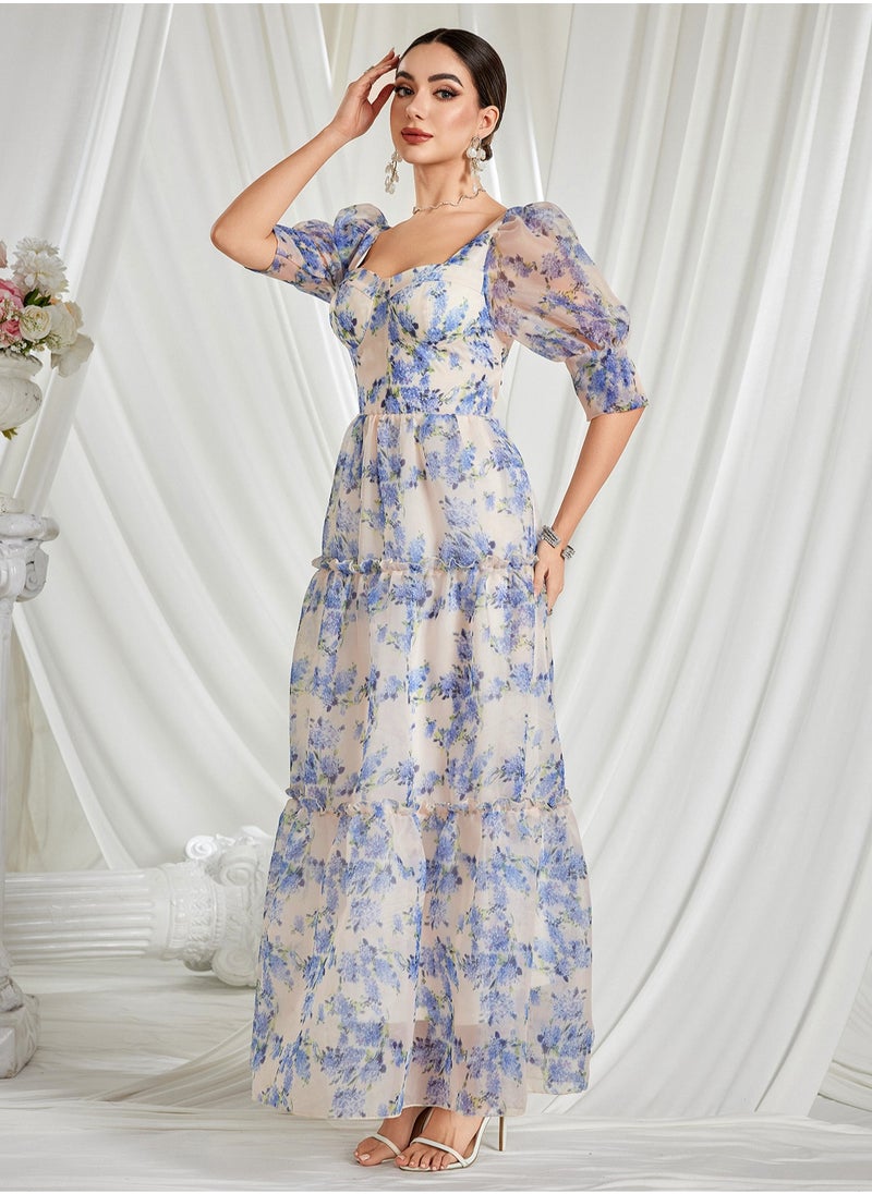 Elegant Long Evening Dress in Organza