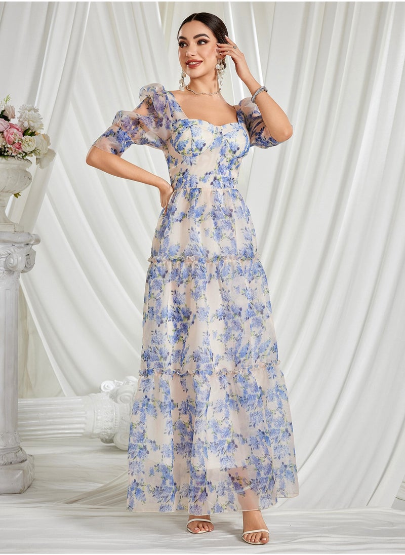 Elegant Long Evening Dress in Organza