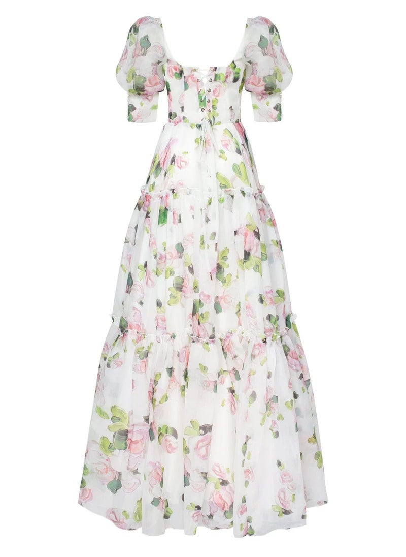 Elegant Long Organza Evening Dress with Charming Style