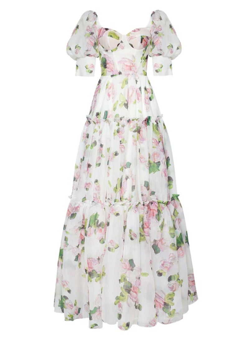 Elegant Long Organza Evening Dress with Charming Style