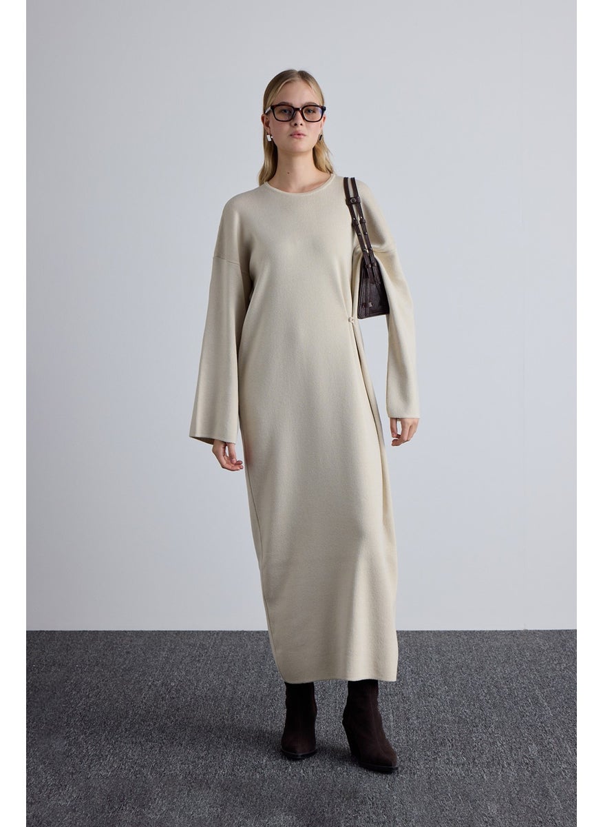 Knit Tie Dress Beige