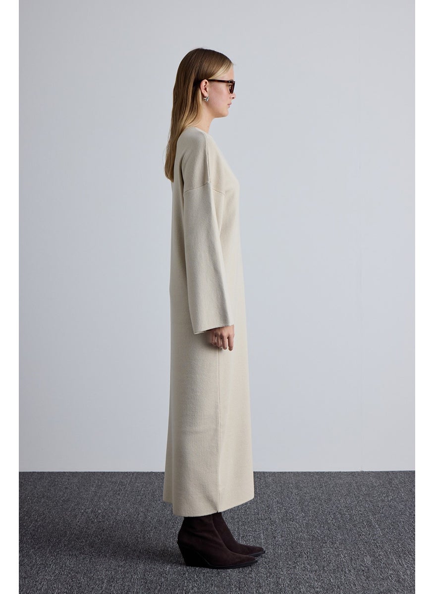 Knit Tie Dress Beige