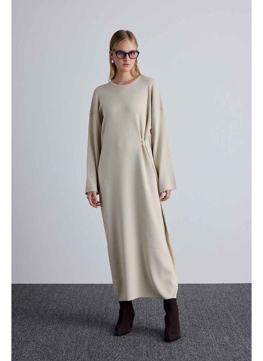 Knit Tie Dress Beige