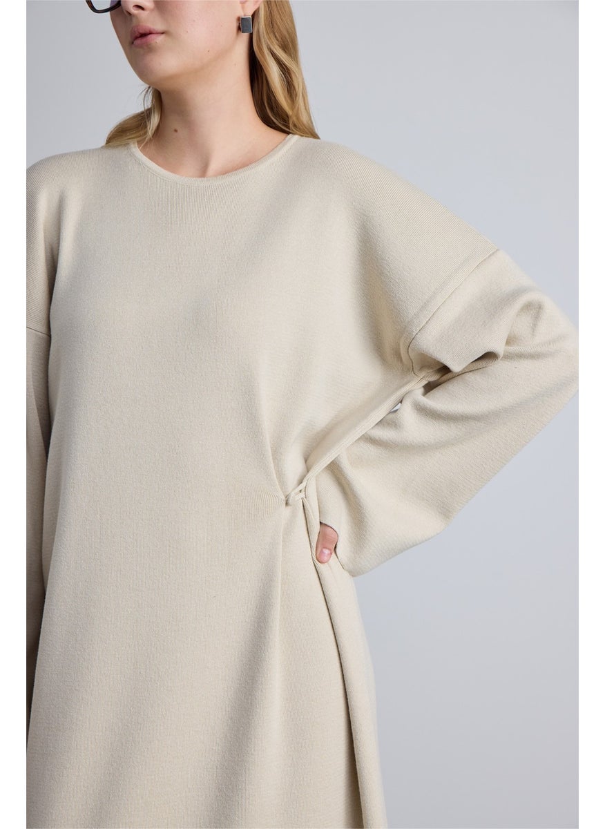 Knit Tie Dress Beige