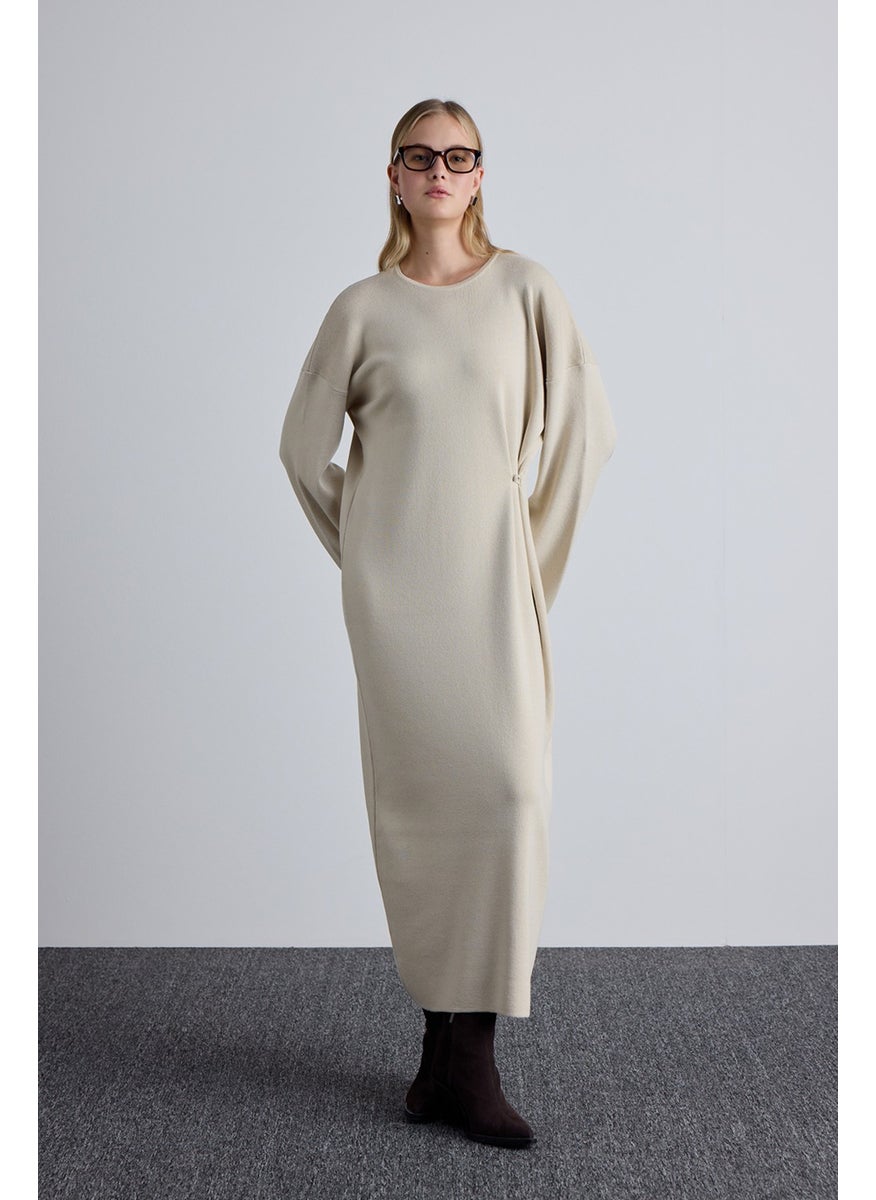 Knit Tie Dress Beige
