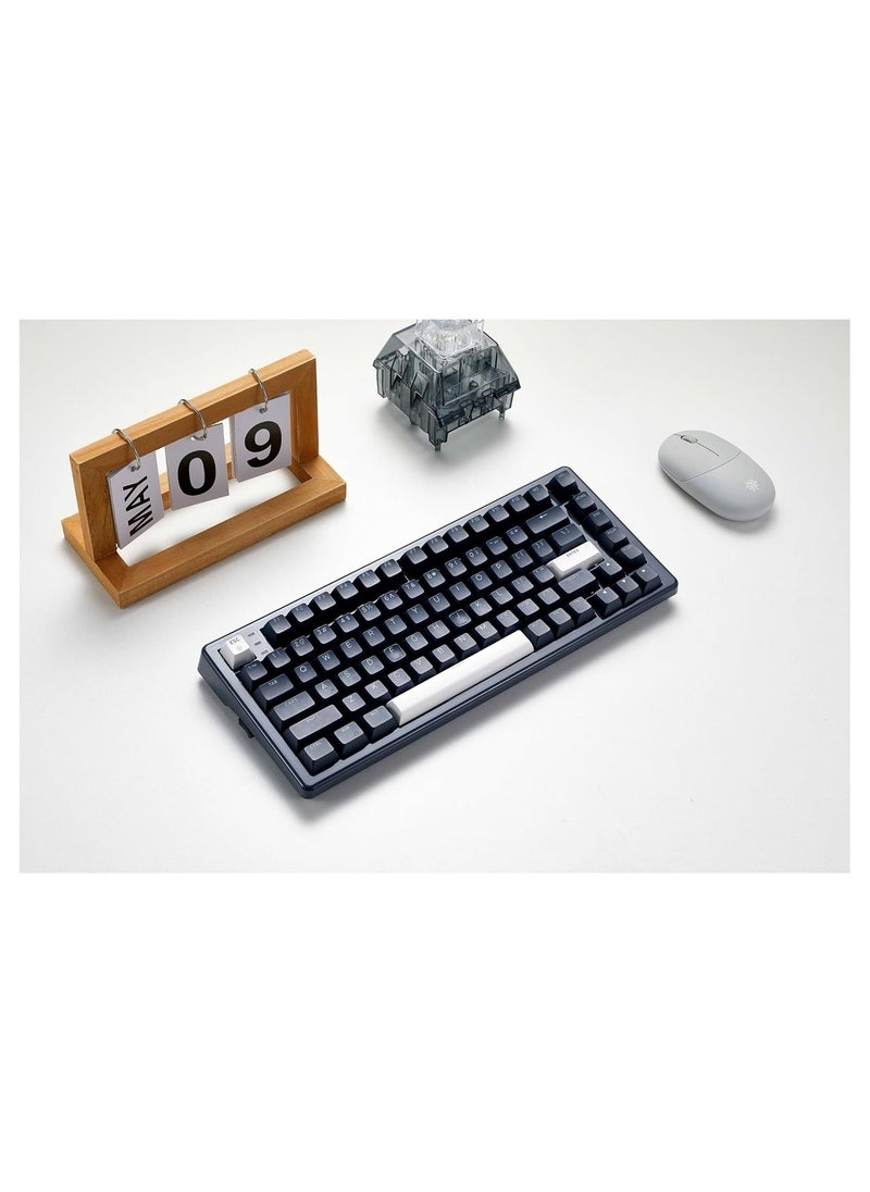 Three-Mode Mechanical Keyboard, RGB Backlit Gaming Keyboard, Hot Swappable Red Switches, 83-Key TKL Compact Keyboard with Wrist Rest (Navy Blue)
