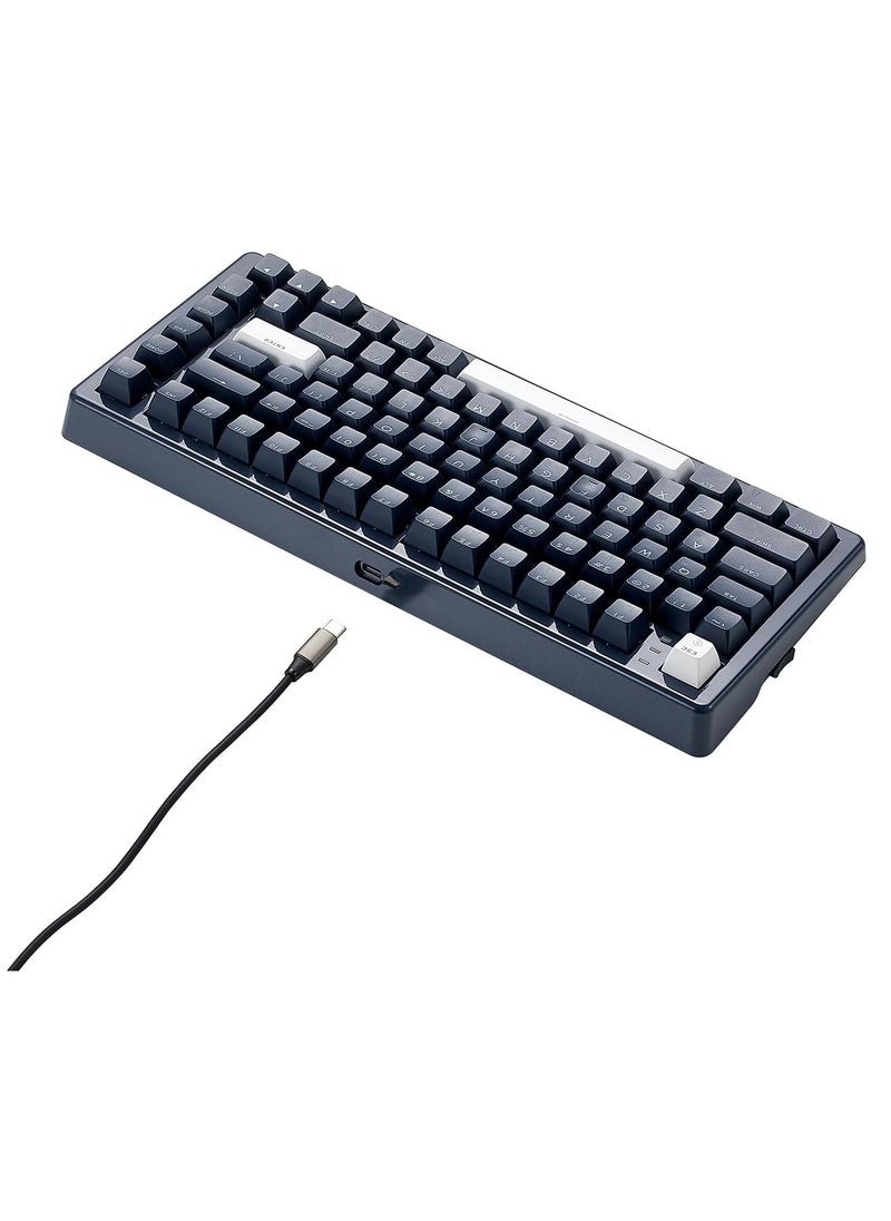 Three-Mode Mechanical Keyboard, RGB Backlit Gaming Keyboard, Hot Swappable Red Switches, 83-Key TKL Compact Keyboard with Wrist Rest (Navy Blue)