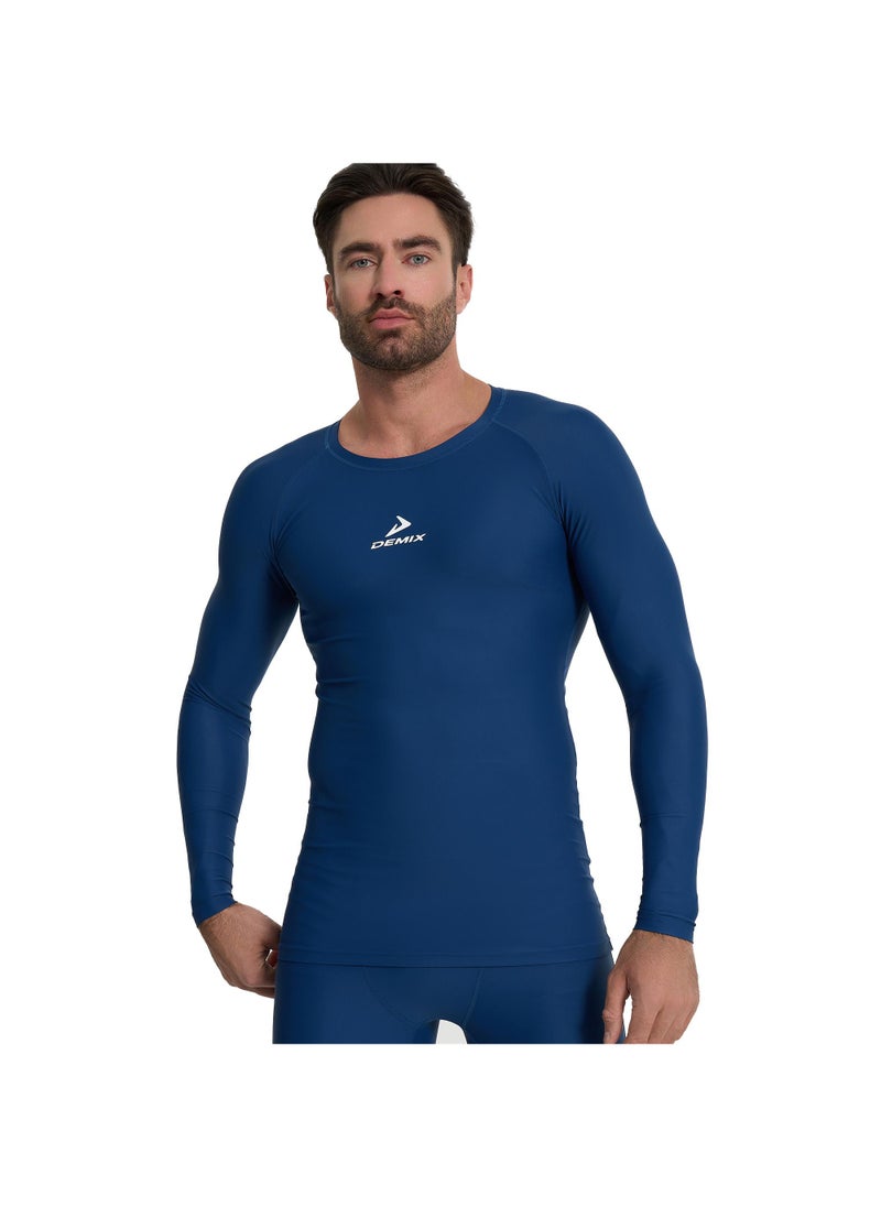 Men's T-shirt Protect Top L Sapphire, Demix, MOVI-force Compression Fabric, Muscle Support, Raglan Sleeves, Flat Seams for Comfort, Ideal for Football Training