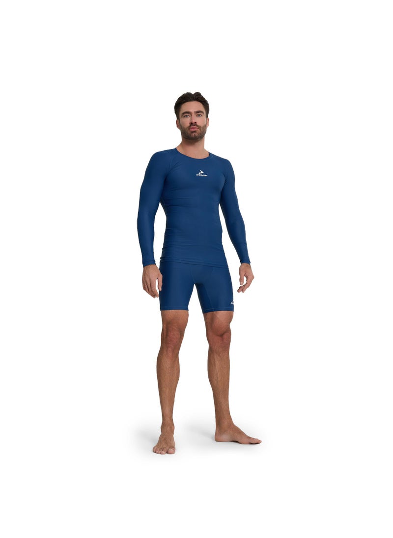 Men's T-shirt Protect Top L Sapphire, Demix, MOVI-force Compression Fabric, Muscle Support, Raglan Sleeves, Flat Seams for Comfort, Ideal for Football Training