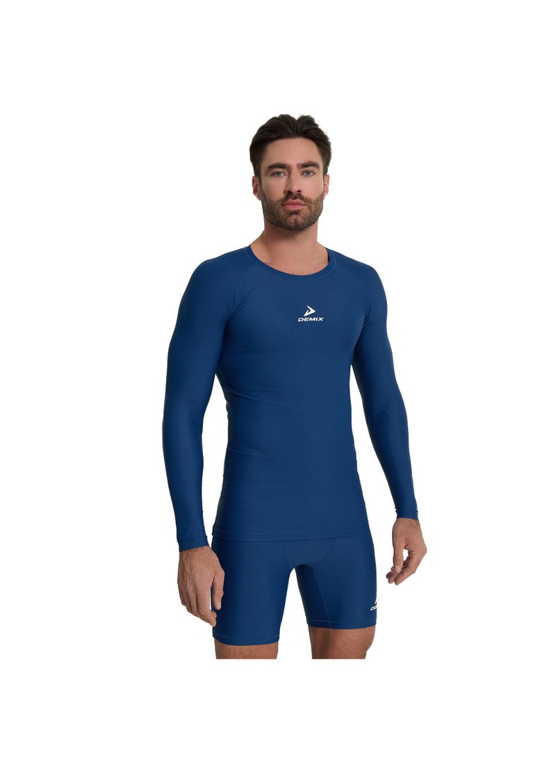 Men's T-shirt Protect Top L Sapphire, Demix, MOVI-force Compression Fabric, Muscle Support, Raglan Sleeves, Flat Seams for Comfort, Ideal for Football Training