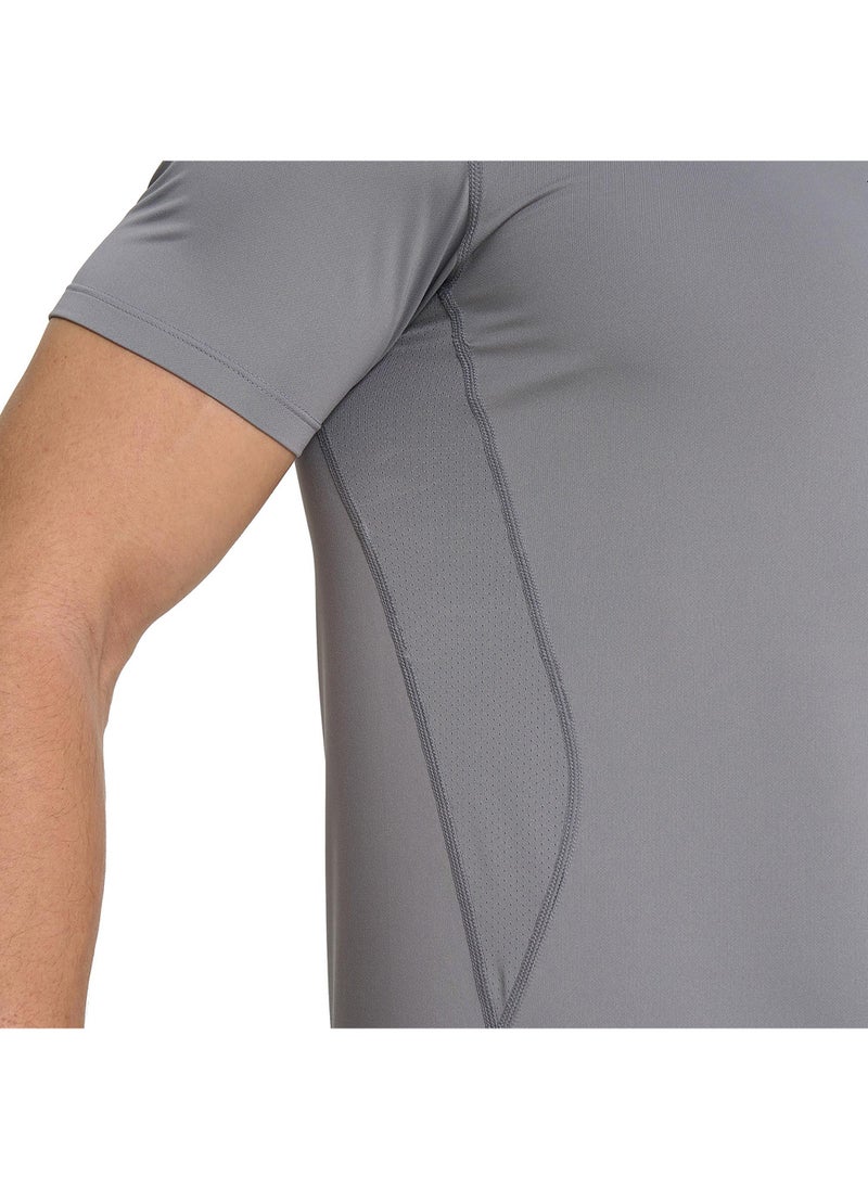 Athlex Men’s FLEX PRO Training T-Shirt Graphite EU 46 – Compression Fit, Anti-Odor, Quick-Dry Gym Tee with Mesh Panels & Muscle Support Tech