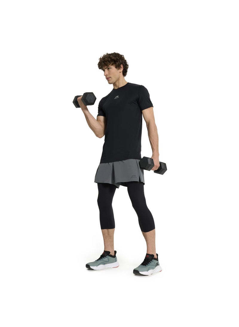 Athlex Men’s FLEX PRO Training T-Shirt Black EU 46 – Compression Fit, ATCOMPRESSION Tech, Anti-Odor, Quick-Dry Fabric & Mesh Ventilation Panels