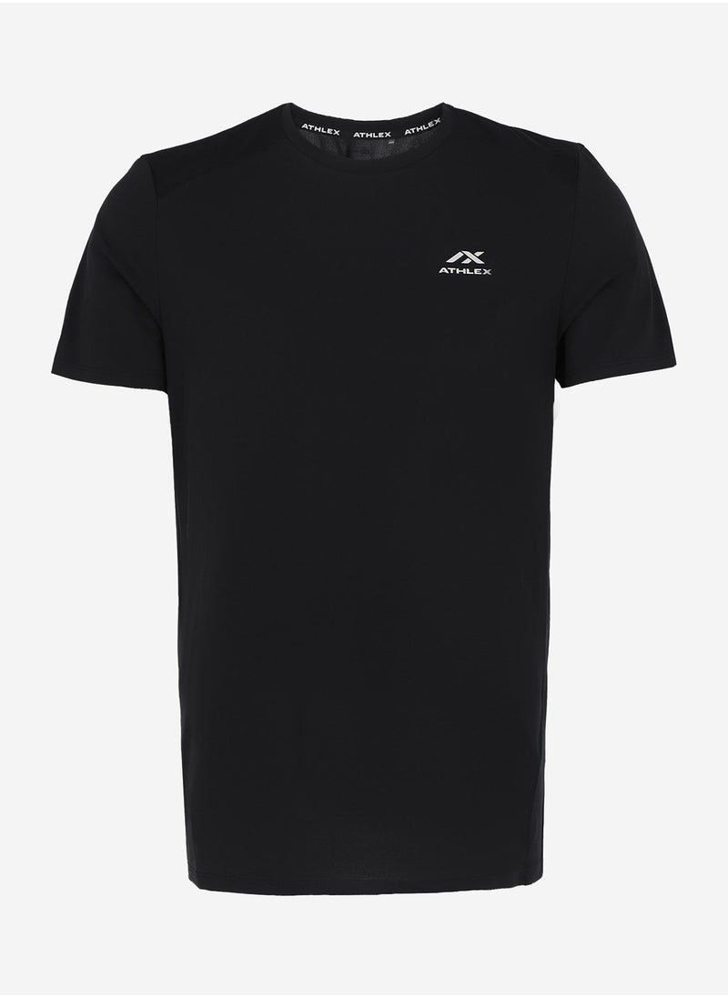 Athlex Men’s Motion Training T-Shirt Black (UAE/KSA Alpha S) – Quick-Dry, Sweat-Wicking Active Tee with Flat Seams for Gym & Outdoor Workouts