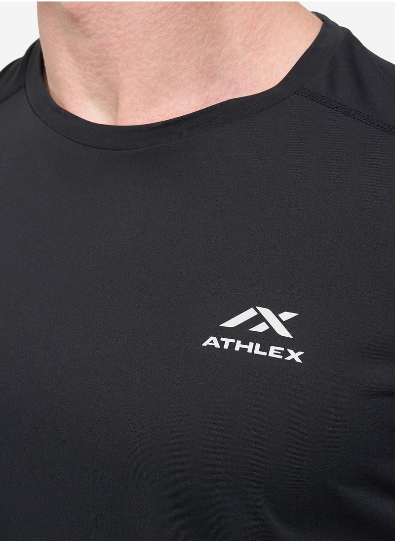 Athlex Men’s Motion Training T-Shirt Black (UAE/KSA Alpha S) – Quick-Dry, Sweat-Wicking Active Tee with Flat Seams for Gym & Outdoor Workouts