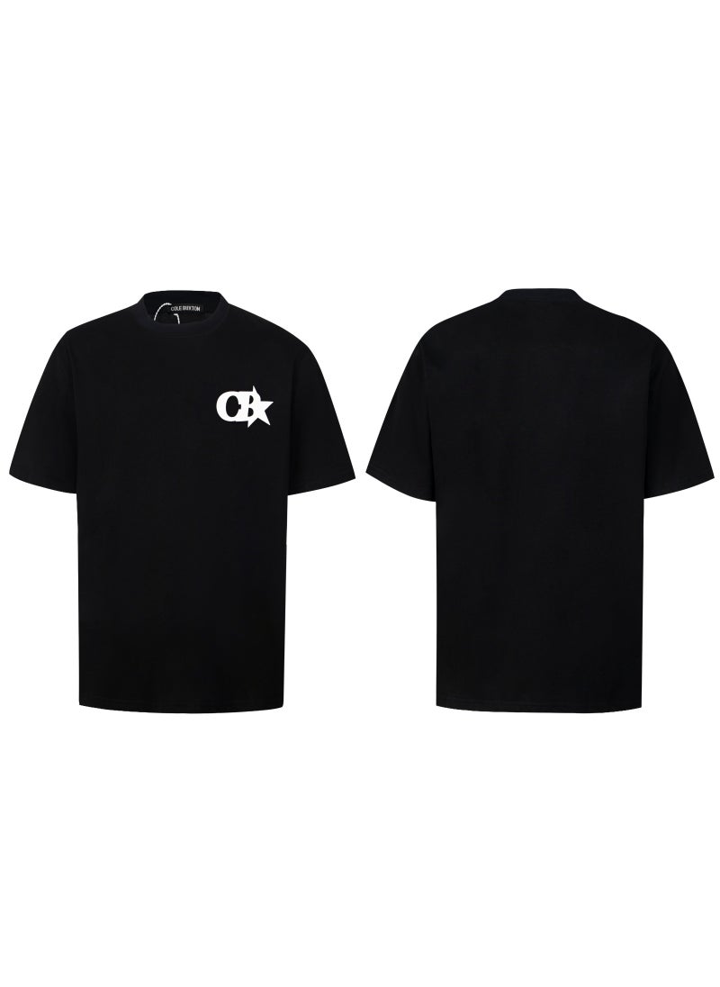 Basic Cotton round Neck Short Sleeve T-Shirt for Men Summer 2024 Digital Print Trendy Brand Cole Bxton Comfortable Breathable C18 Black