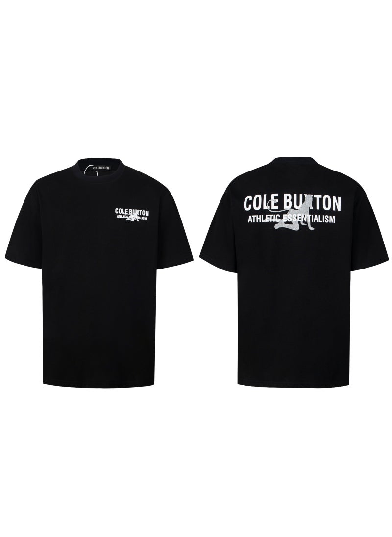 Basic Cotton round Neck Short Sleeve T-Shirt for Men Summer 2024 Digital Print Trendy Brand Cole Bxton Comfortable Breathable C17 Black