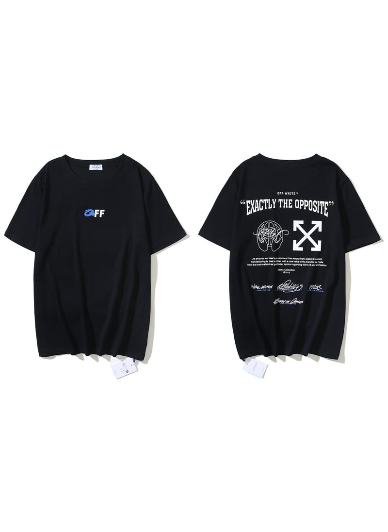 Summer Mens T-shirt Short Sleeve round Neck Double Thread Cotton Digital Print Fashionable White Arrowhead Brand Logo Design 1307 white