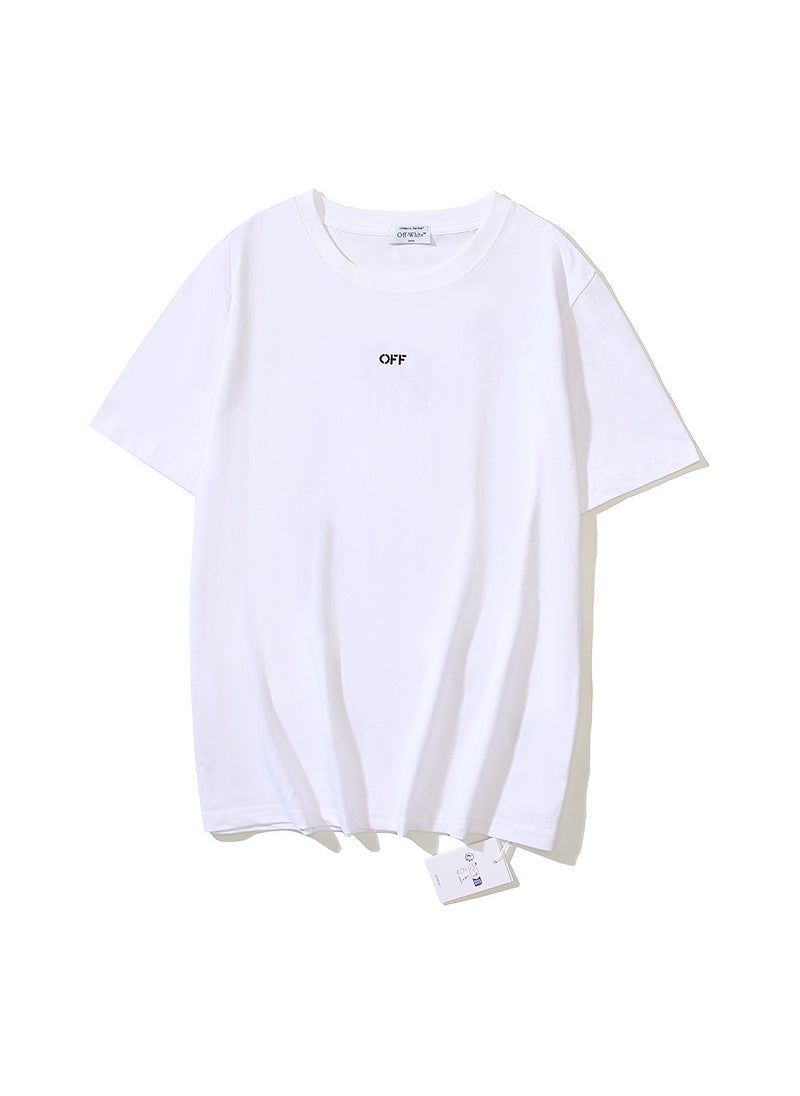 Summer Mens T-shirt Short Sleeve round Neck Double Thread Cotton Digital Print Fashionable White Arrowhead Brand Logo Design 1307 white