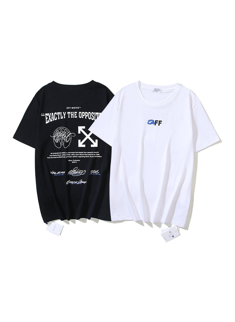 Summer Mens T-shirt Short Sleeve round Neck Double Thread Cotton Digital Print Fashionable White Arrowhead Brand Logo Design 1307 white