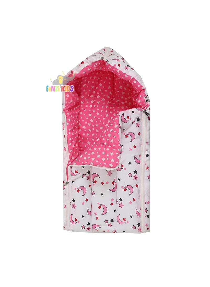 Fenzi Kids 3 in 1 Baby Bed Moon Star Print Sleeping Bag Carry Nest Cotton Baby Bedding for New Born Infant Portable Bassinet for Baby Carrying CoSleeping Unisex Baby Sleeping Bed 0M