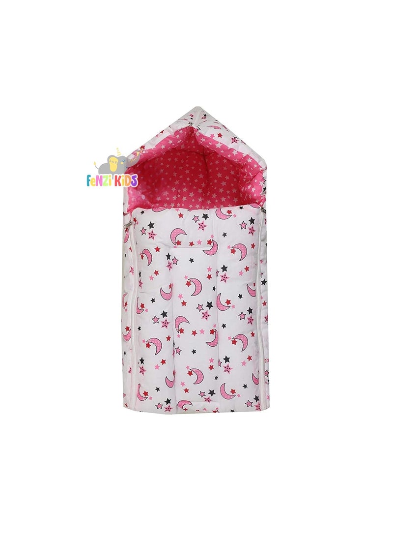 Fenzi Kids 3 in 1 Baby Bed Moon Star Print Sleeping Bag Carry Nest Cotton Baby Bedding for New Born Infant Portable Bassinet for Baby Carrying CoSleeping Unisex Baby Sleeping Bed 0M