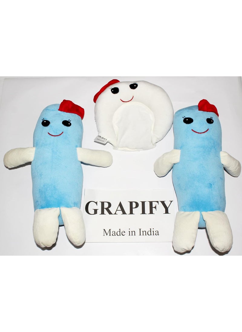 Grapify Baby Set 2 Bolster 1 Mustard Seed Pillow 06 Months Blue