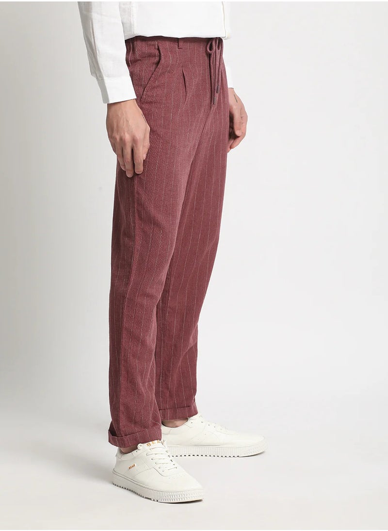 Men's Casual Trousers Maroon, Relaxed Fit, Soft & Breathable Fabric, Elastic Waist, Stylish Everyday Wear, Versatile & Comfortable Bottoms for Any Occasion