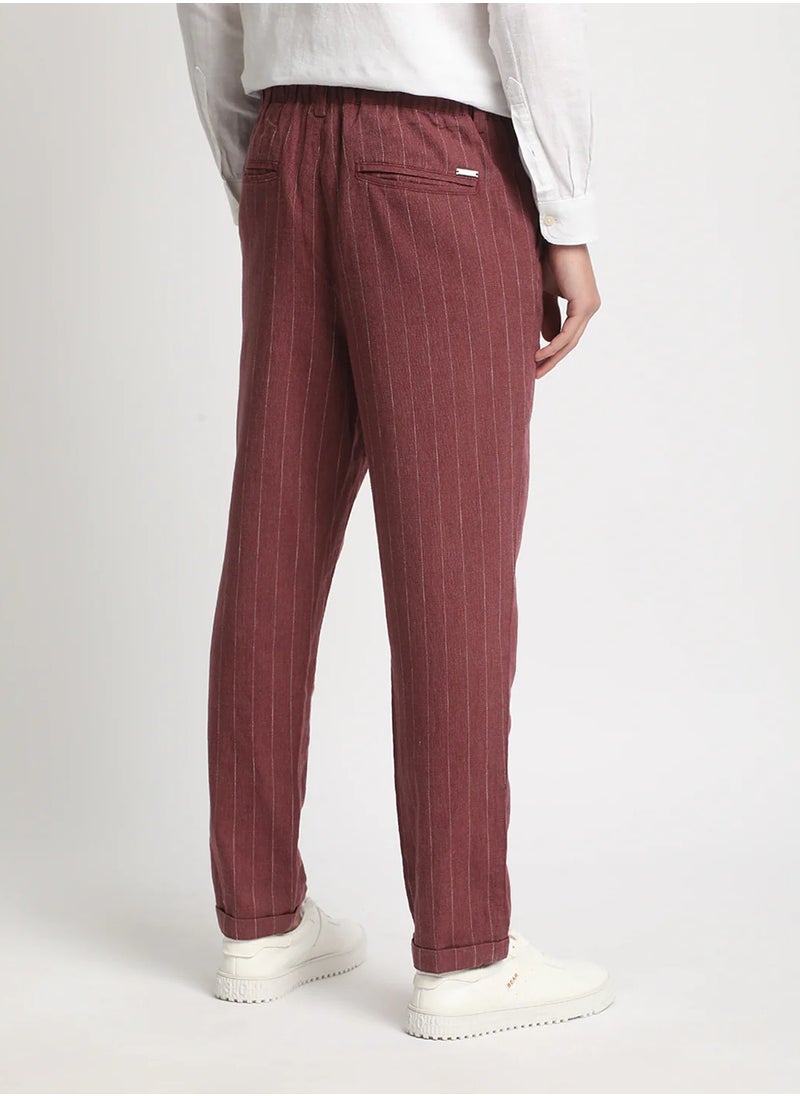 Men's Casual Trousers Maroon, Relaxed Fit, Soft & Breathable Fabric, Elastic Waist, Stylish Everyday Wear, Versatile & Comfortable Bottoms for Any Occasion
