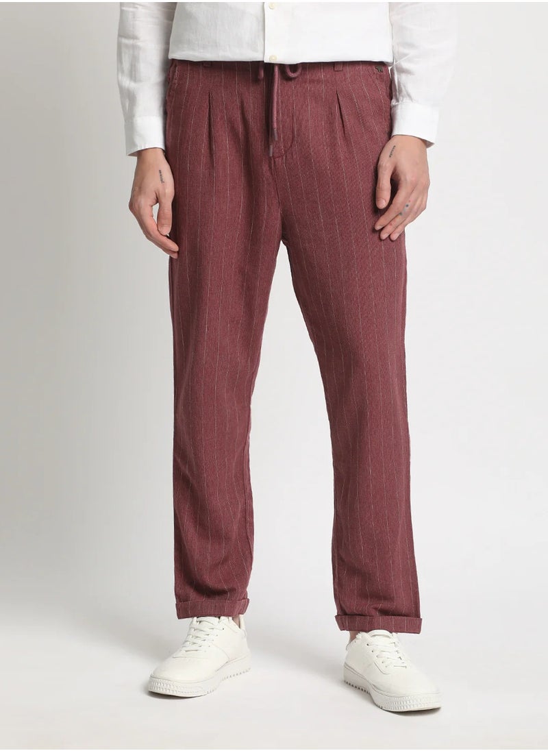 Men's Casual Trousers Maroon, Relaxed Fit, Soft & Breathable Fabric, Elastic Waist, Stylish Everyday Wear, Versatile & Comfortable Bottoms for Any Occasion