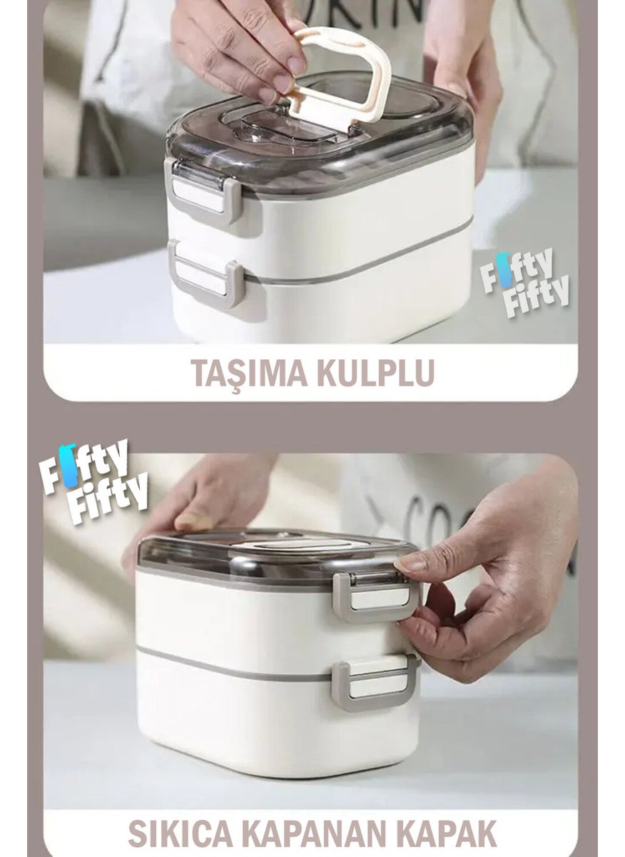 1000 ml Two Layers Three Compartments Stainless Steel Bento Lunch Box New Generation Lunch Box-Sauce Bowl MODEL-FFLBOX7081