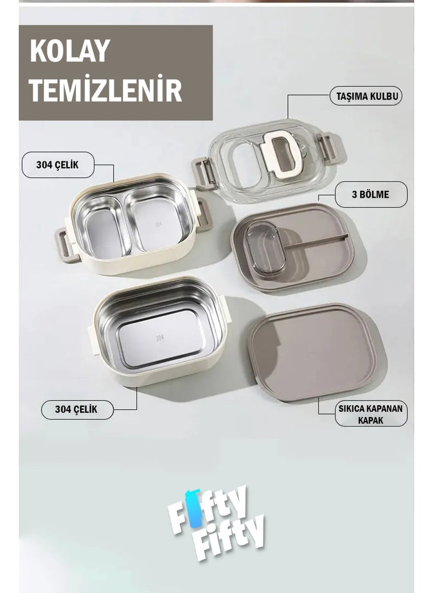 1000 ml Two Layers Three Compartments Stainless Steel Bento Lunch Box New Generation Lunch Box-Sauce Bowl MODEL-FFLBOX7081