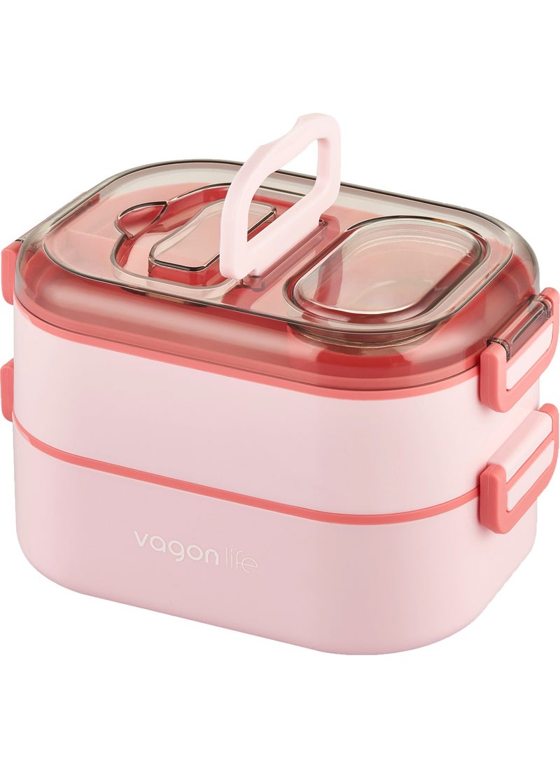 1000 ml Two Layers Three Compartments Stainless Steel Bento Lunch Box New Generation Lunch Box-Sauce Bowl MODEL-FFLBOX7081