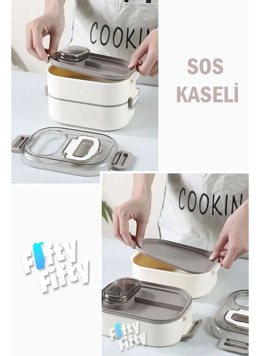 1000 ml Two Layers Three Compartments Stainless Steel Bento Lunch Box New Generation Lunch Box-Sauce Bowl MODEL-FFLBOX7081