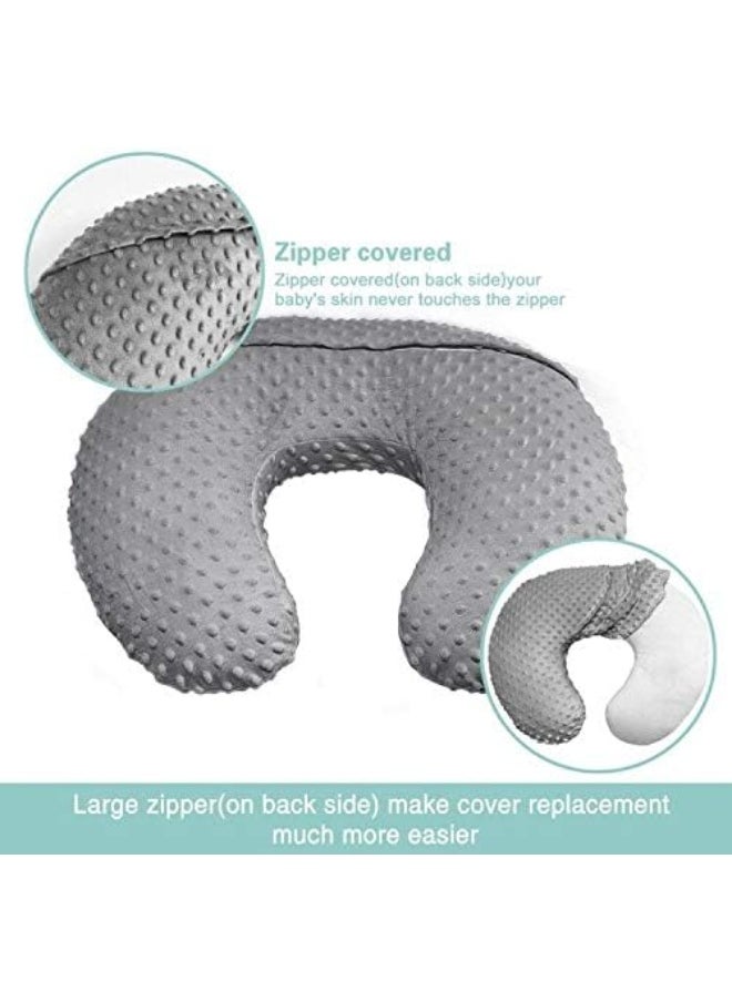 OWLOWLA Minky Nursing Pillow Cover, Breastfeeding Pillow Slipcover Fits Nursing Pillow for Baby Boy Girl(Gray)