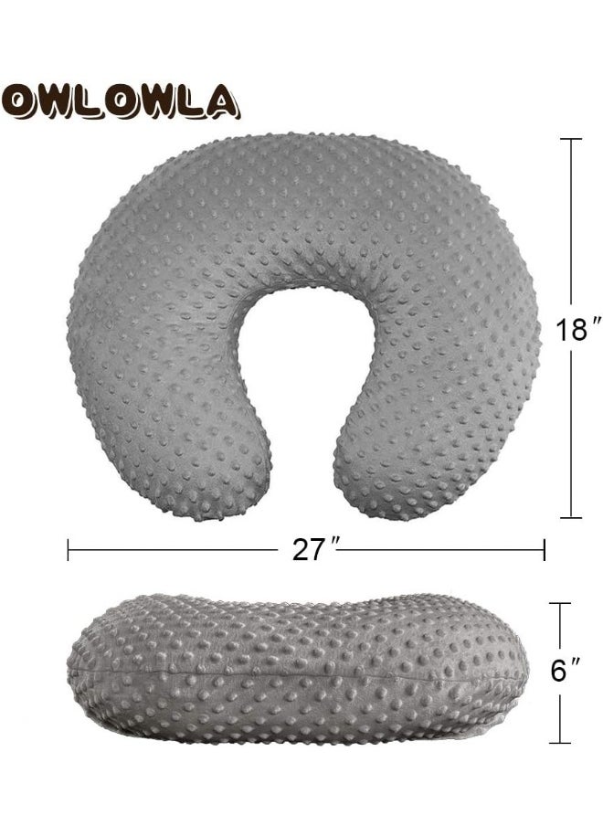 OWLOWLA Minky Nursing Pillow Cover, Breastfeeding Pillow Slipcover Fits Nursing Pillow for Baby Boy Girl(Gray)