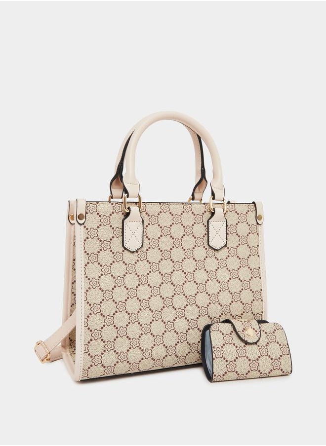 Printed Tote Bag with Card Holder